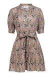 Floral Print Tie Waist Waistline Button Front Spring Summer Short Sleeves Sleeves Dress