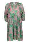 Paisley Print Long Sleeves Goddess Button Front Dress