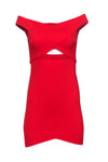 Sexy High-Low-Hem Back Zipper Cutout Off the Shoulder Bodycon Dress