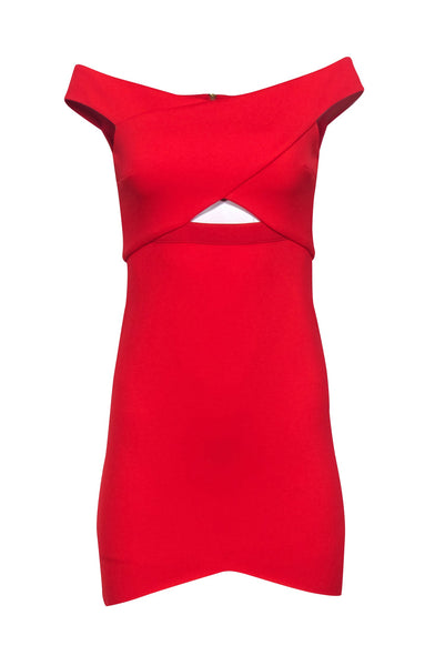 Sexy Cutout Back Zipper Off the Shoulder High-Low-Hem Bodycon Dress