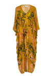 V-neck Tie Waist Waistline Floral Print Rayon Slit Cover Up With a Sash