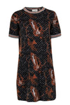 Slit Winter Animal Print Short Sleeves Sleeves Crew Neck Dress