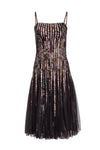 A-line Polyester Paisley Print Mesh Vintage Hidden Back Zipper Pleated Cocktail Sleeveless Party Dress/Midi Dress