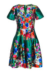 Short Sleeves Sleeves Pleated Floral Print Party Dress/Midi Dress