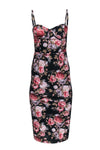 Polyester Sleeveless Spaghetti Strap Hidden Back Zipper Floral Print Corset Waistline Midi Dress