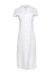 Short Sleeves Sleeves Collared Linen Pocketed Button Front Summer Maxi Dress