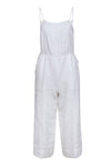 Sleeveless Tie Waist Waistline Summer Pocketed Drawstring Button Closure Pleated Beach Dress/Jumpsuit