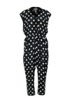 Elasticized Waistline Sleeveless Summer Wrap Pocketed Polka Dots Print Jumpsuit