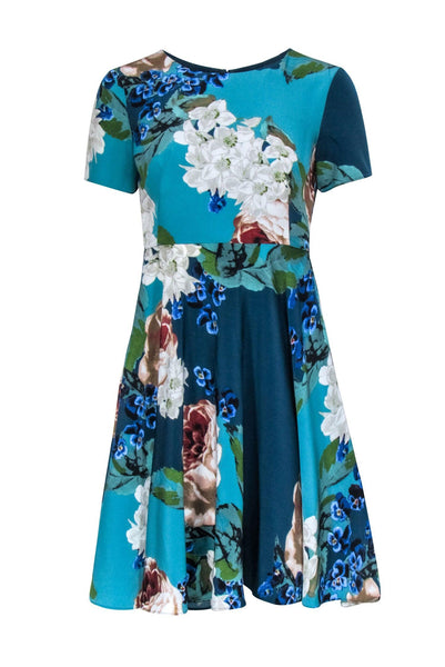 A-line Short Sleeves Sleeves Polyester Floral Print Hidden Back Zipper Dress