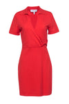 A-line Short Short Sleeves Sleeves Faux Wrap Dress