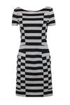 Sophisticated Back Zipper V Back Sheath Striped Print Short Sleeves Sleeves Sheath Dress