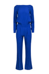 Sophisticated Long Sleeves Viscose Hidden Side Zipper Slit Pocketed Button Closure Jumpsuit