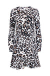 Animal Leopard Floral Print Silk Dress