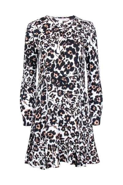 Silk Animal Leopard Floral Print Dress