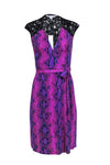 Tie Waist Waistline Sleeveless Animal Snake Print Slit Semi Sheer Wrap Dress