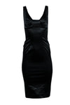 Sophisticated Sleeveless Satin Ruched Cocktail Evening Dress/Midi Dress