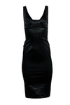 Sophisticated Sleeveless Cocktail Ruched Satin Evening Dress/Midi Dress