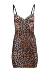 Sexy Lace Trim Sleeveless Short Hidden Back Zipper Animal Leopard Print Dress