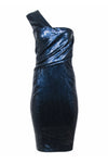 One Shoulder Sleeveless Hidden Back Zipper Sequined Party Dress