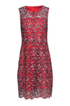 Sheath Sleeveless Floral Print Lace Sheath Dress