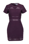 Sophisticated Short Sleeves Sleeves Banding Hidden Back Zipper Fitted Jeweled Neck Evening Dress