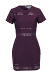 Sophisticated Jeweled Neck Short Sleeves Sleeves Fitted Banding Hidden Back Zipper Evening Dress