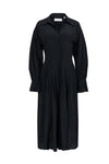 Tall Tall Collared Slit Button Front Pleated Pocketed Long Sleeves Midi Dress