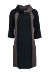 Shift Pocketed Collared Round Neck Dress