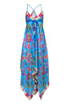 V-neck General Print Tie Waist Waistline Sleeveless Silk Beach Dress/Tunic/Maxi Dress With a Ribbon