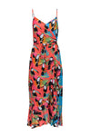 Viscose Self Tie Slit Wrap Pocketed Sleeveless General Print Beach Dress