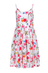Floral Print Pocketed Hidden Side Zipper Open-Back Sleeveless Midi Dress With a Bow(s)