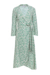 Viscose Summer Long Sleeves Wrap Self Tie Floral Print Midi Dress