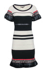 Crew Neck Knit Colorblocking Short Sleeves Sleeves Dress