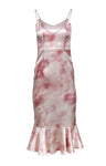 V-neck Hidden Side Zipper Mermaid Tie Dye Print Midi Dress With Rhinestones