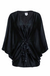 V-neck Tie Waist Waistline Silk Little Black Dress/Party Dress