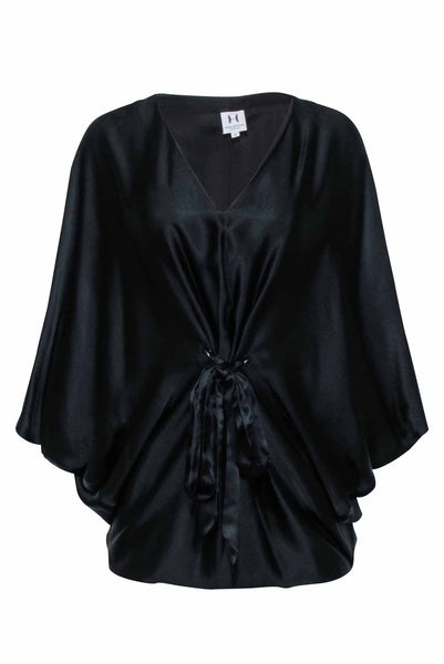 V-neck Silk Tie Waist Waistline Little Black Dress/Party Dress