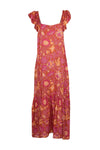 Pocketed Paisley Print Rayon Square Neck Maxi Dress With Ruffles