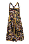 General Print Hidden Side Zipper Sleeveless Empire Waistline Dress