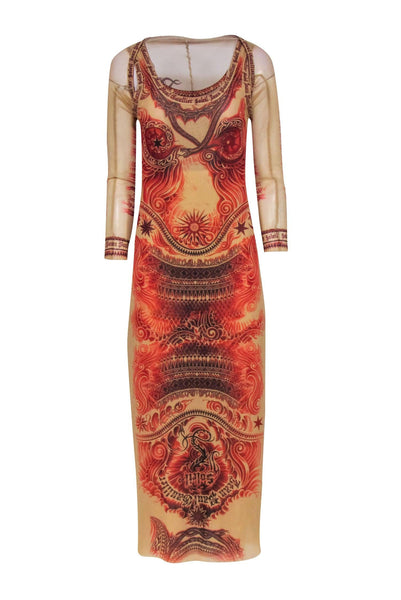 Polyamide General Print Vintage Mesh Bodycon Dress/Jacket Dress