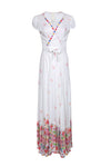 Tall A-line V-neck Short Sleeves Sleeves Wrap Self Tie Rayon General Print Maxi Dress