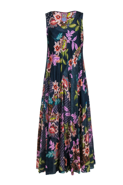 V-neck Floral Print Sleeveless Midi Dress