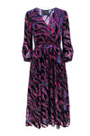 General Print Tie Waist Waistline Fall Jeweled Wrap Sheer Dress