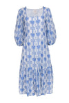 Tiered Embroidered Tank General Print Rayon Square Neck Shirt Dress With Pearls