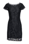 Tall Bateau Neck Sheath Cap Sleeves Hidden Side Zipper Sheath Dress/Little Black Dress