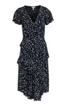 Short Sleeves Sleeves Faux Wrap Hidden Side Zipper Floral Print Ruffle Trim Beach Dress/Maxi Dress