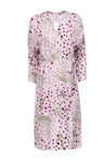 Spring Wrap Gathered Keyhole Floral Print Tie Waist Waistline Midi Dress