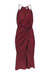 Goddess Keyhole Faux Wrap Hidden Back Zipper Party Dress/Midi Dress