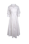 Collared Cocktail Dropped Waistline Button Front Button Closure 3/4 Sleeves Dress