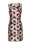 Sheath Back Zipper Floral Print Crew Neck Sheath Dress