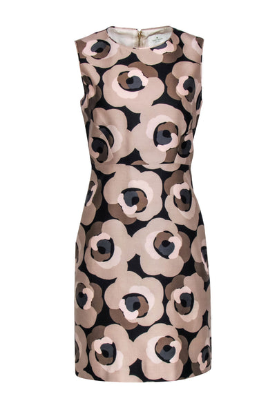 Floral Print Back Zipper Sheath Crew Neck Sheath Dress